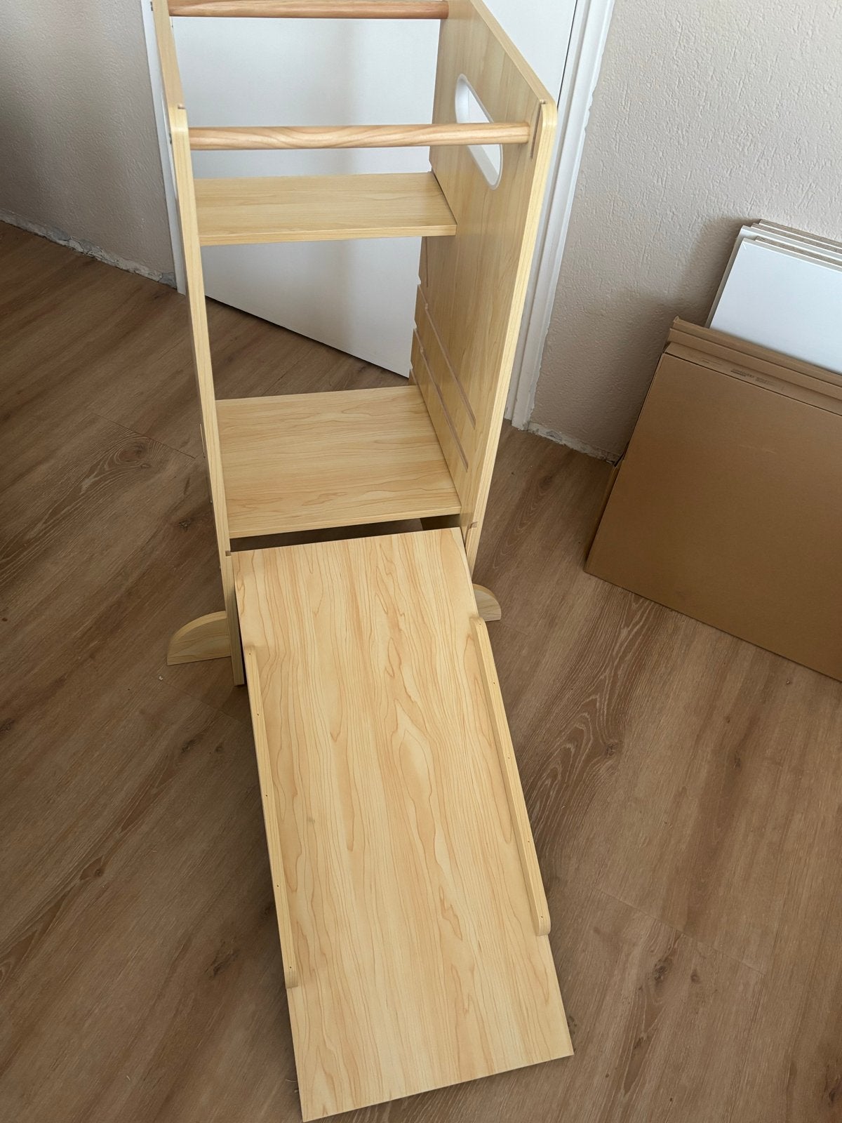 Olvy leertoren 50x90cm, verstelbaar, glijbaan & krijtbord, Ophalen, Zo goed als nieuw, Knutselen