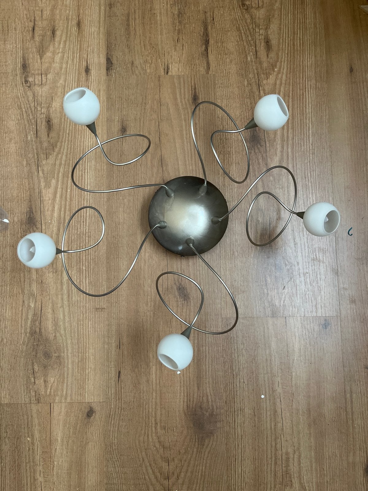 Moderne plafondlamp met 5 halogeen spots, Overige merken, Gebruikt, Zilver, G4