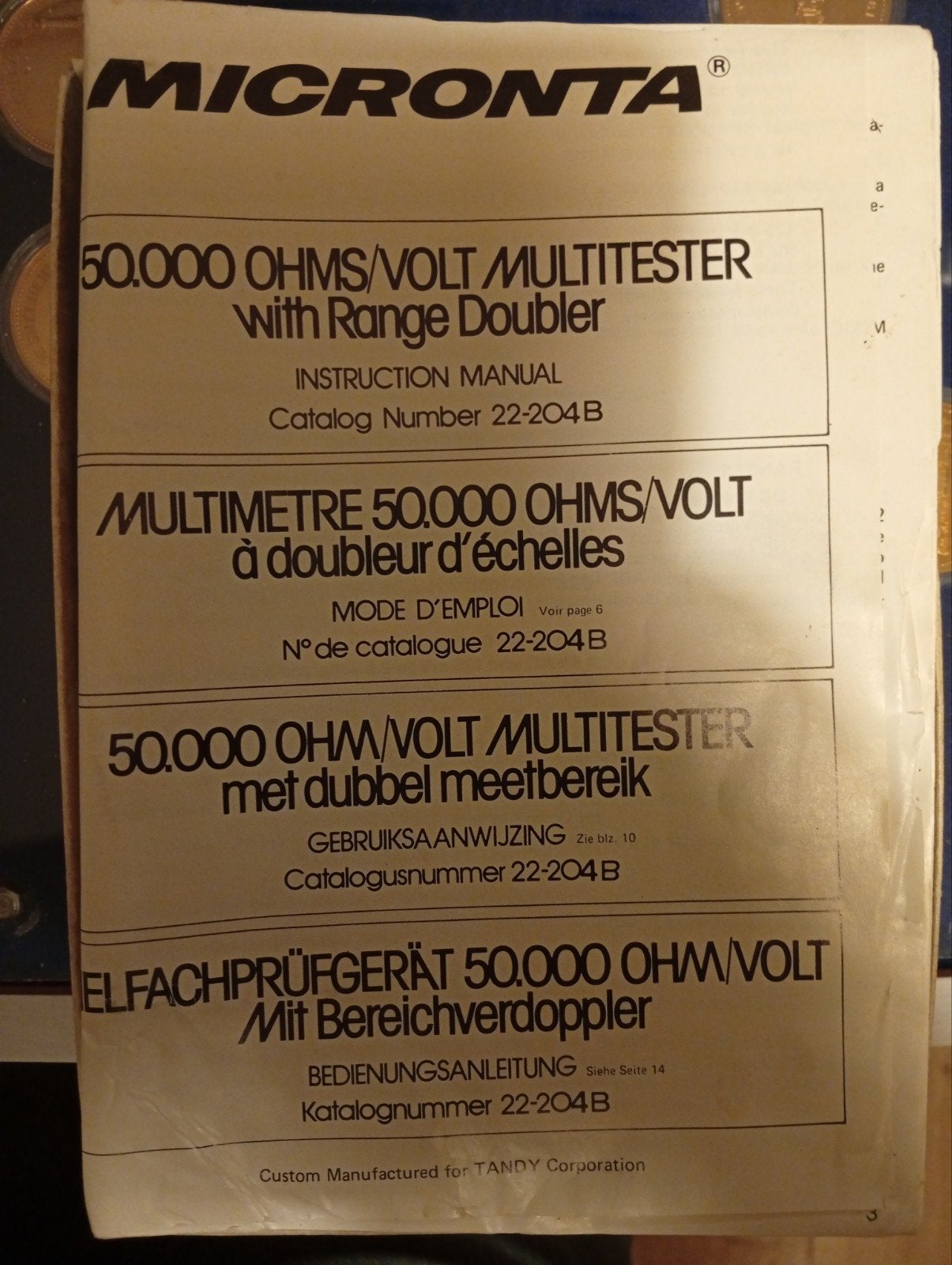 Micronta 50.000 Ohm/Volt Multimeter met dubbel meetbereik, Ophalen of Verzenden, Multimeter