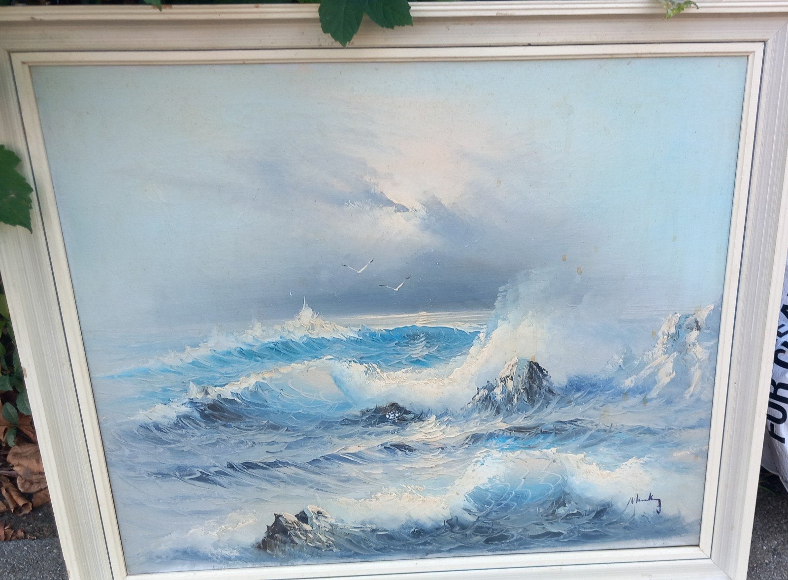 Schilderij: Krachtige Zeegezicht met Golven en Rotsen, Ophalen of Verzenden