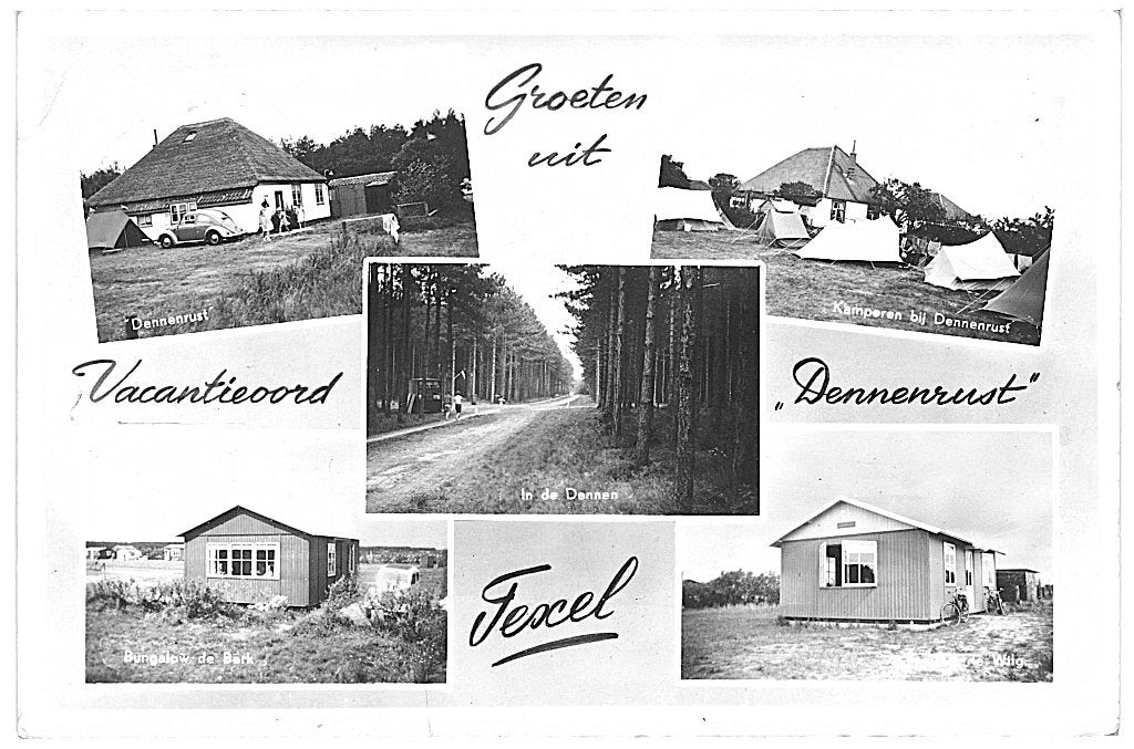 805297 Texel 1958 Dennenrust bungalow Gelopen met postzegel, Ophalen of Verzenden, 1940 tot 1960, Gelopen, Waddeneilanden