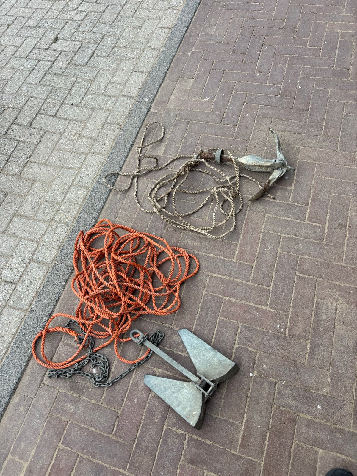 Ankers met touw en ketting - Set van 2, Watersport en Boten, Ophalen, Gebruikt, Overige typen