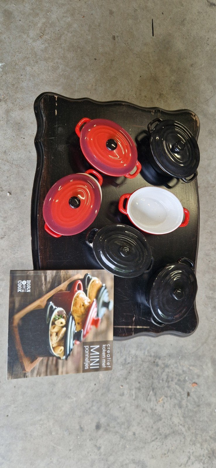 Mini-braadpannen set - 6 stuks, rood en zwart, Overige materialen, Gebruikt, Braadpan, Ophalen of Verzenden