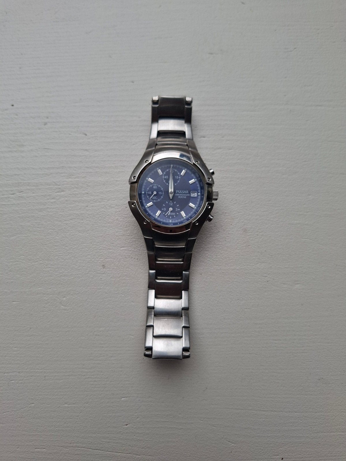 Pulsar 7162-X122 Herenhorloge - Blauwe Wijzerplaat, Overige merken, Staal, Gebruikt, Staal