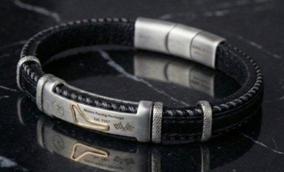 18K-Goud Opgelegd Armband - Leer & Chirurgisch Staal, Ophalen of Verzenden, Nieuw, Zwart, Leer