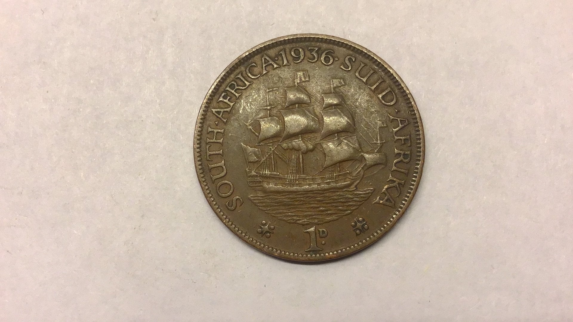 Zuid Afrika 1 penny 1936., Postzegels en Munten, Ophalen of Verzenden, Zuid-Afrika