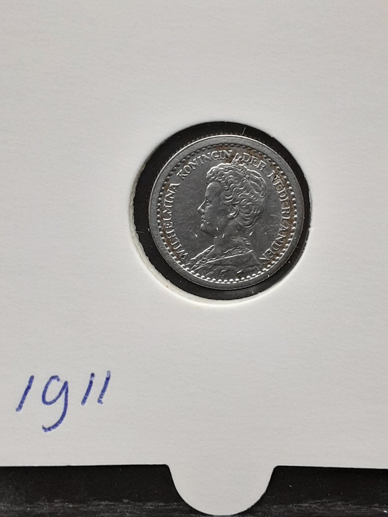 10 cent 1911 Koningin Wilhelmina, Postzegels en Munten, Munten | Nederland, Verzenden, Zilver, 10 cent, Koningin Wilhelmina
