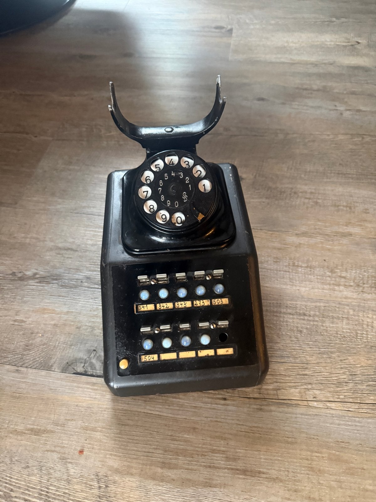 Vintage bakeliet Telefoon met Draaischijf en Knoppenpaneel, Antiek en Kunst, Ophalen