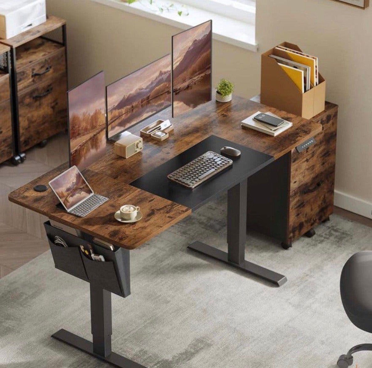 Zit sta bureau elektrisch 140x60 nieuw, Zit-sta bureau, Elektrisch, Hout, Nieuw