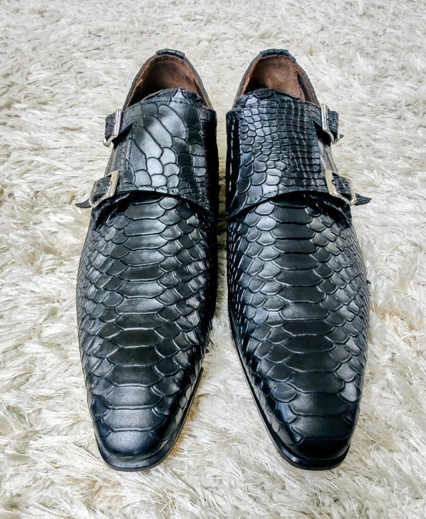Virgilio Paolo double monks croco style, Zwart, Ophalen of Verzenden, Virgilio Paolo, Gespschoenen