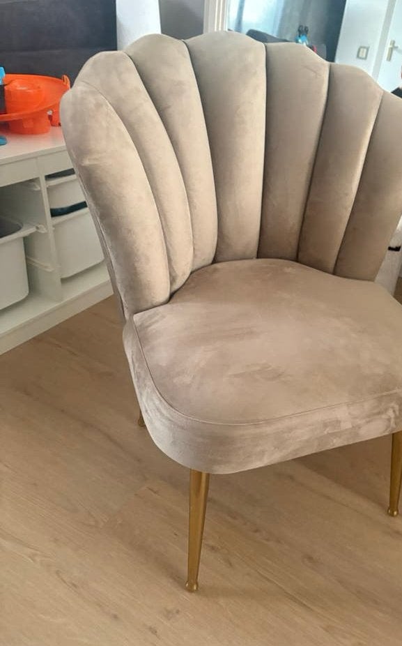 Eetkamer Stoel schelp - Velours, Ophalen, Overige kleuren, Zo goed als nieuw, Eén