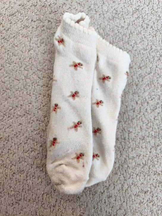 Witte enkel sokken met Gingerbread man, Sokken en Kniesokken, Wit, Maat 39 t/m 42, Gedragen