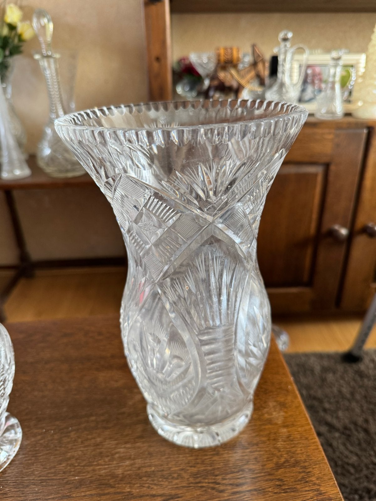 Prachtige geslepen kristallen vaas 26 cm uit polen, Antiek en Kunst, Antiek | Glas en Kristal, Ophalen of Verzenden