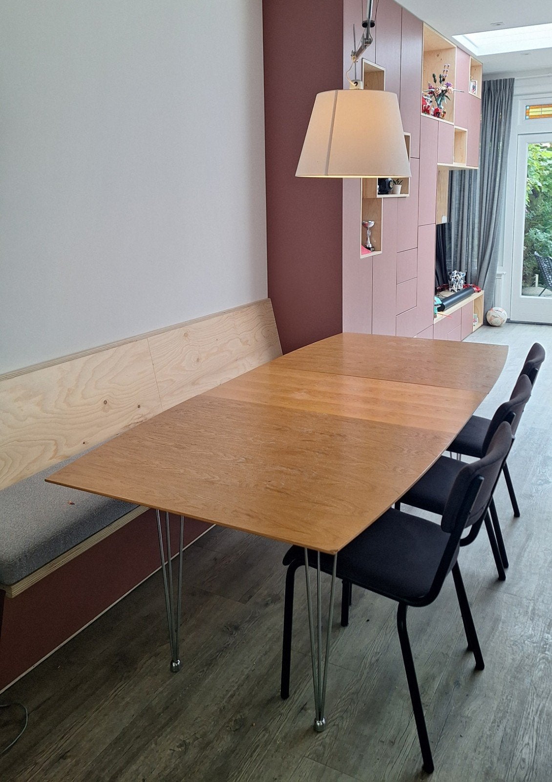 TEAB: Uitschuifbare eettafel met hairpin poten, Huis en Inrichting, Gebruikt, Modern, Industrieel, 50 tot 100 cm, Vijf personen of meer