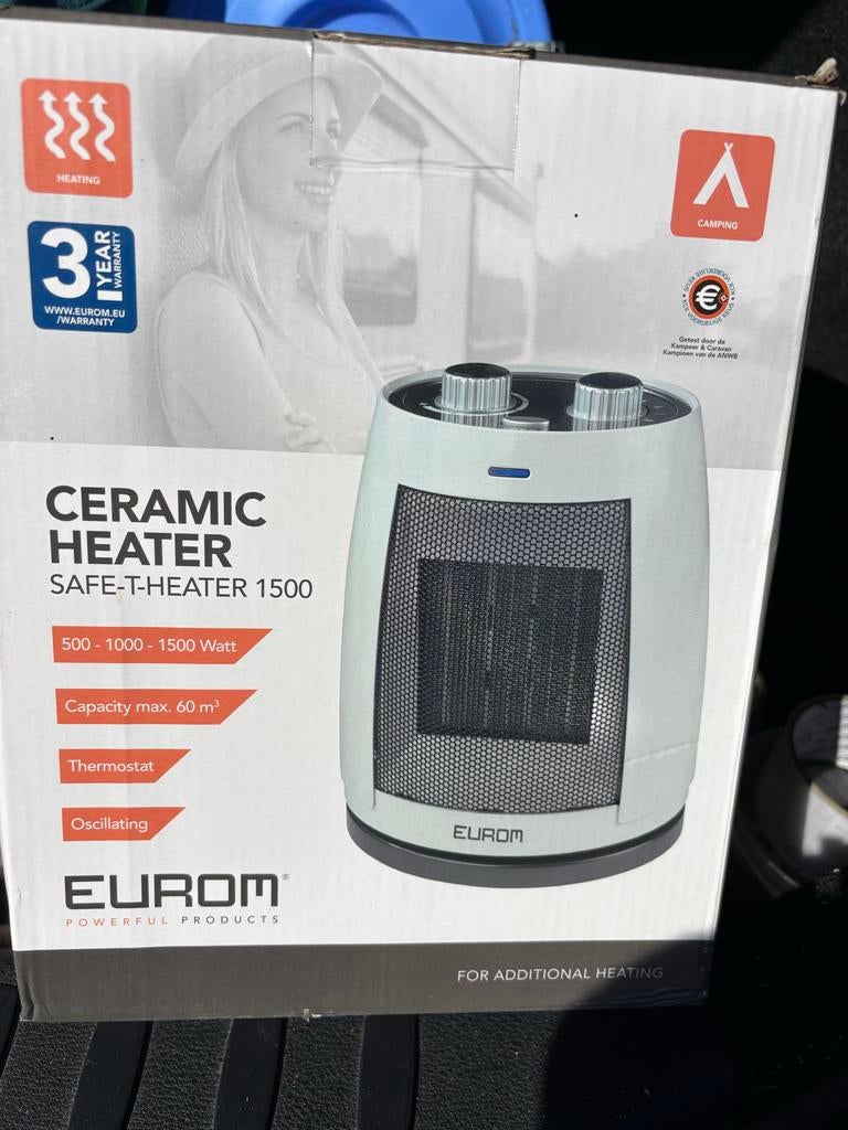 Camper kachel Eurom Safe-T-Heater 1500 Keramische Kachel, Ophalen of Verzenden, Zo goed als nieuw