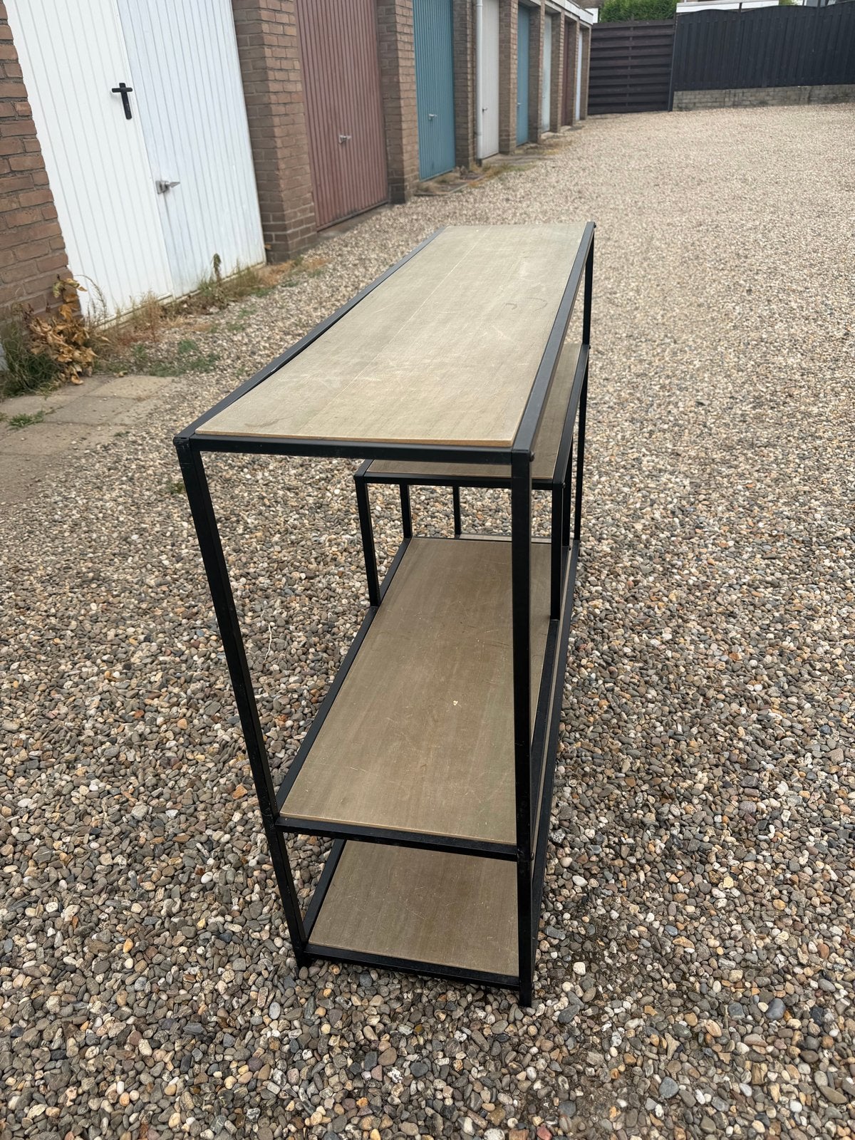 Stijlvolle Rek / Roomdivider - Zwart metaal & Hout, Ophalen, Gebruikt