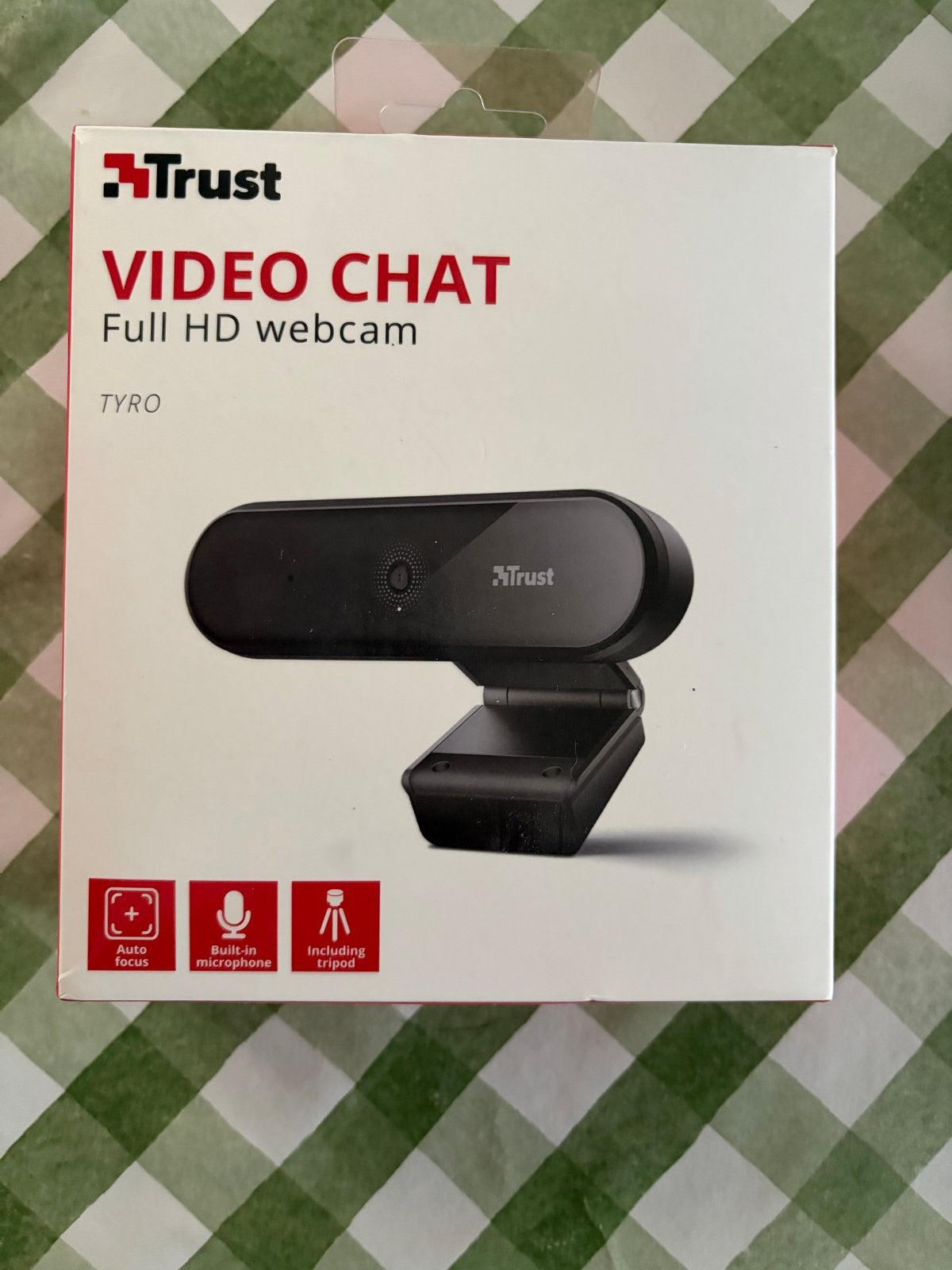 Trust Tyro Full HD Webcam met Autofocus en Microfoon, Computers en Software, Ophalen, Zo goed als nieuw, ChromeOS, Monitorclip
