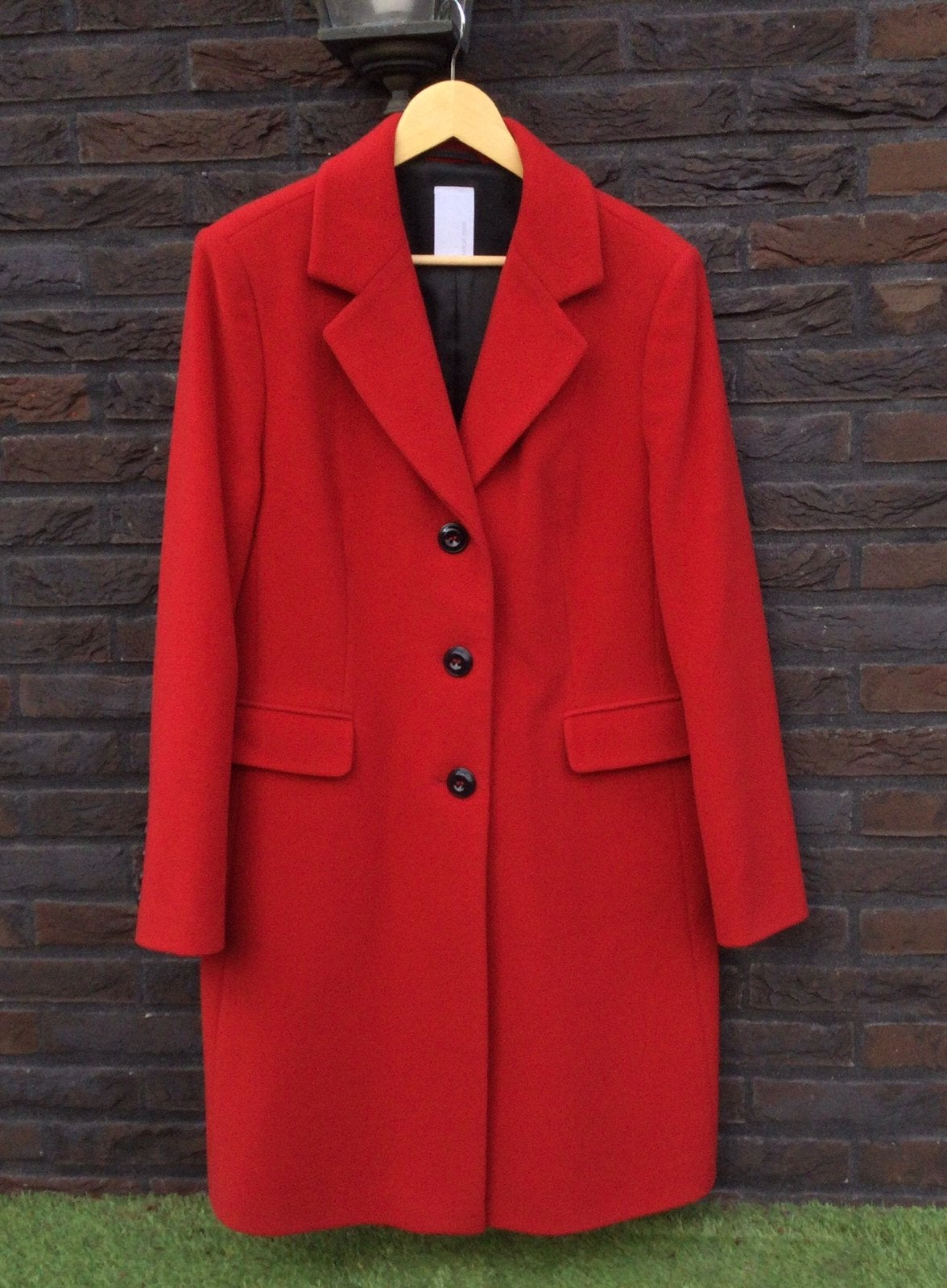 Mantel / Jas rood virgin wool / cashmere maat 42 Erich Fend, Ophalen of Verzenden, Zo goed als nieuw, Maat 42/44 (L), Rood