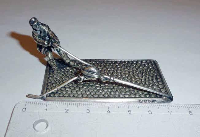 Miniatuur Zilver 835 Touwtrekker, Antiek en Kunst, Verzenden, Zilver