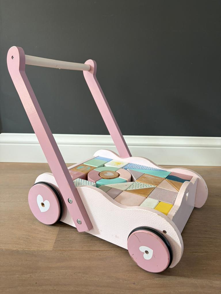 Little Dutch Loopwagen + extra blokken te koop!, Kinderen en Baby's, Speelgoed | Houten speelgoed, Ophalen, Zo goed als nieuw