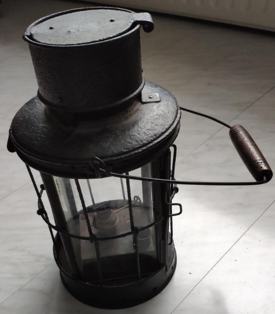 Loopgravenlamp WO1 antieke lantaarn olie kaars trench lamp, Antiek en Kunst, Ophalen
