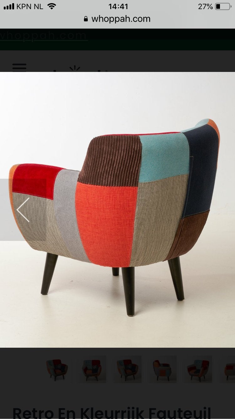 Kleurrijke fauteuil, Ophalen, Zo goed als nieuw, 75 tot 100 cm, 50 tot 75 cm
