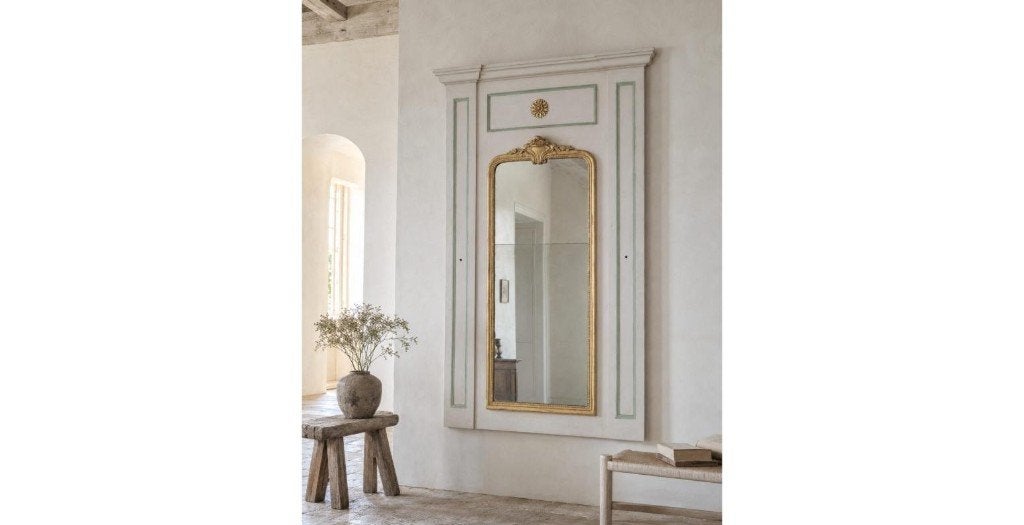 Franse spiegel architecturaal paneel vergulde lijst, Huis en Inrichting, Woonaccessoires | Spiegels, Ophalen, Gebruikt, 100 tot 125 cm