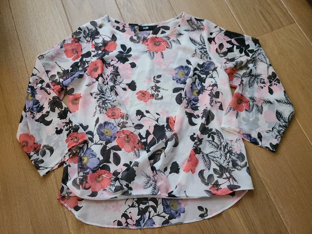 Roze/zwarte doorzichtige top, Wallis, maat L, Kleding | Dames, Meerkleurig, Wallis, Maat 42/44 (L), Nieuw