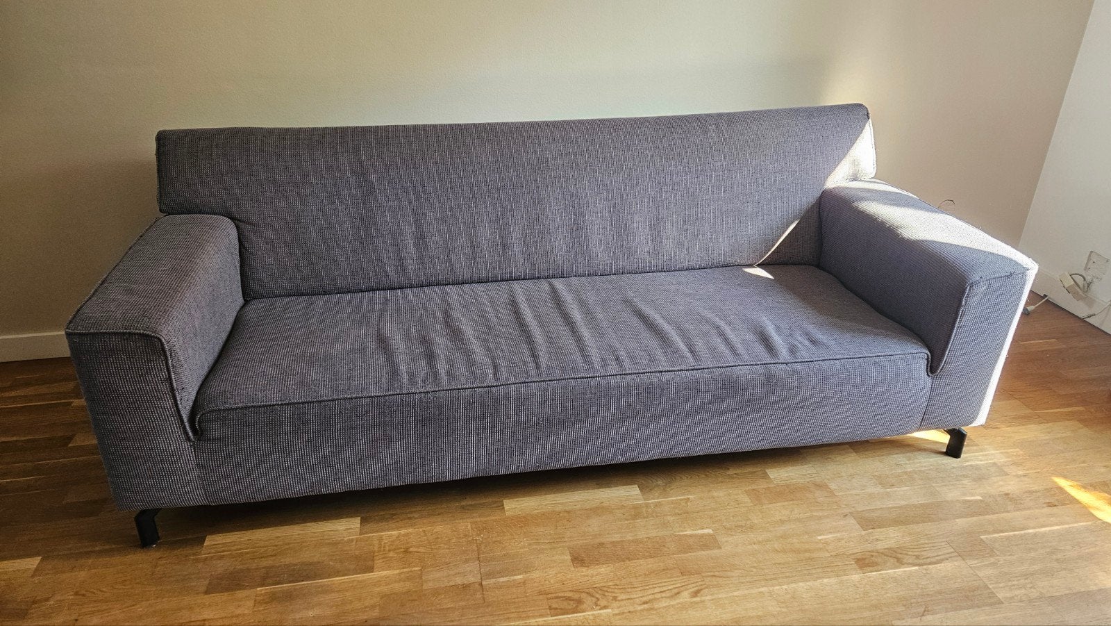 Comfortabele grijze stoffen bank - 3-zits, Ophalen, Gebruikt, Driepersoons, Stof