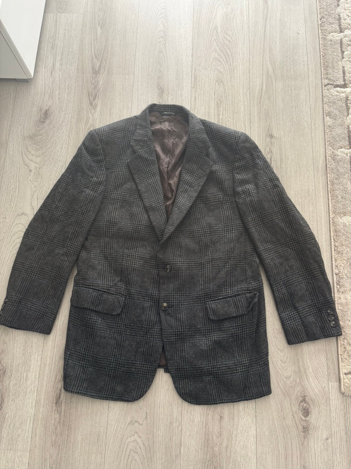 Vintage Burberry Wollen Blazer Jas Made In USA, Ophalen of Verzenden, Zo goed als nieuw, Maat 48/50 (M), Grijs