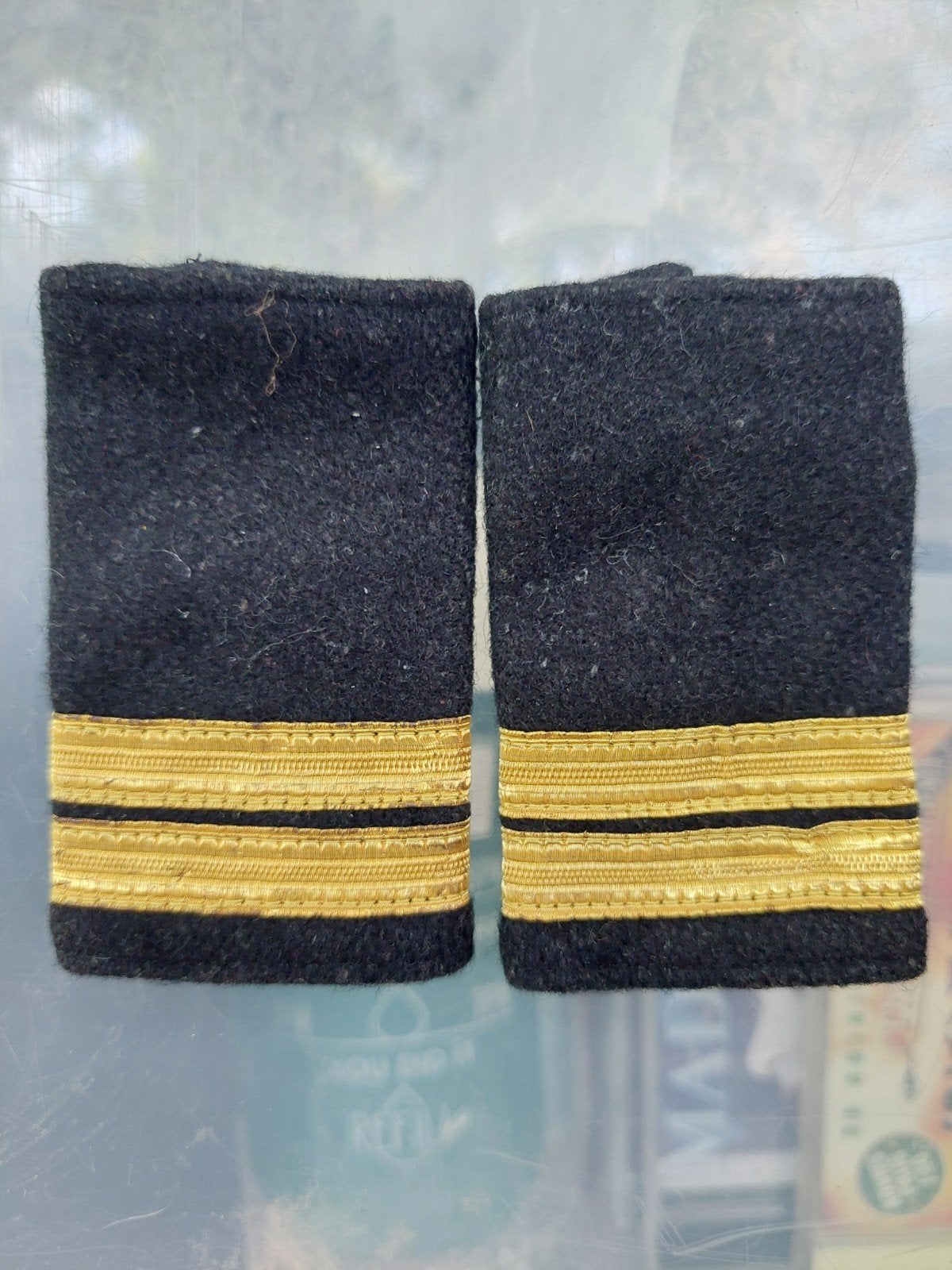Vintage Marine schouderstukken - Goudkleurige strepen, Verzamelen, Ophalen of Verzenden