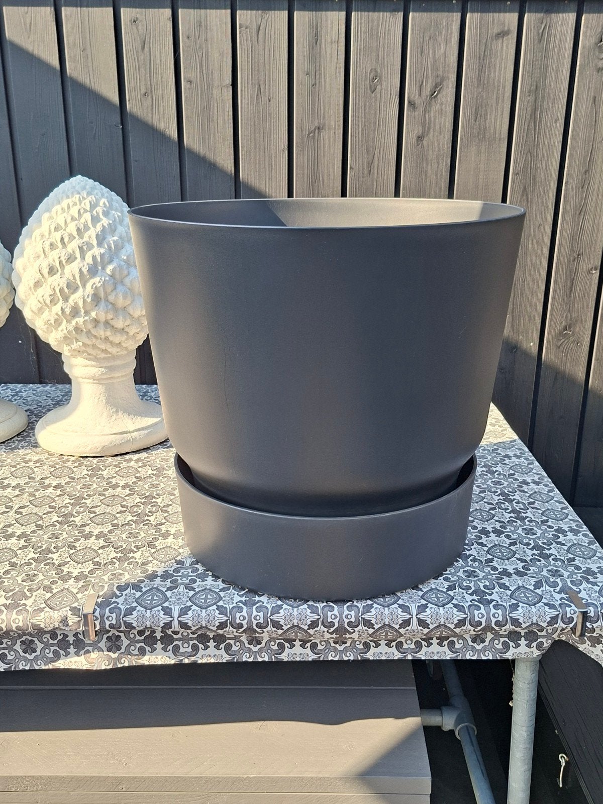 Elho Greenville kunststof grote bloempot zwart 55d/50h, Ophalen, Kunststof, Minder dan 60 cm, Rond