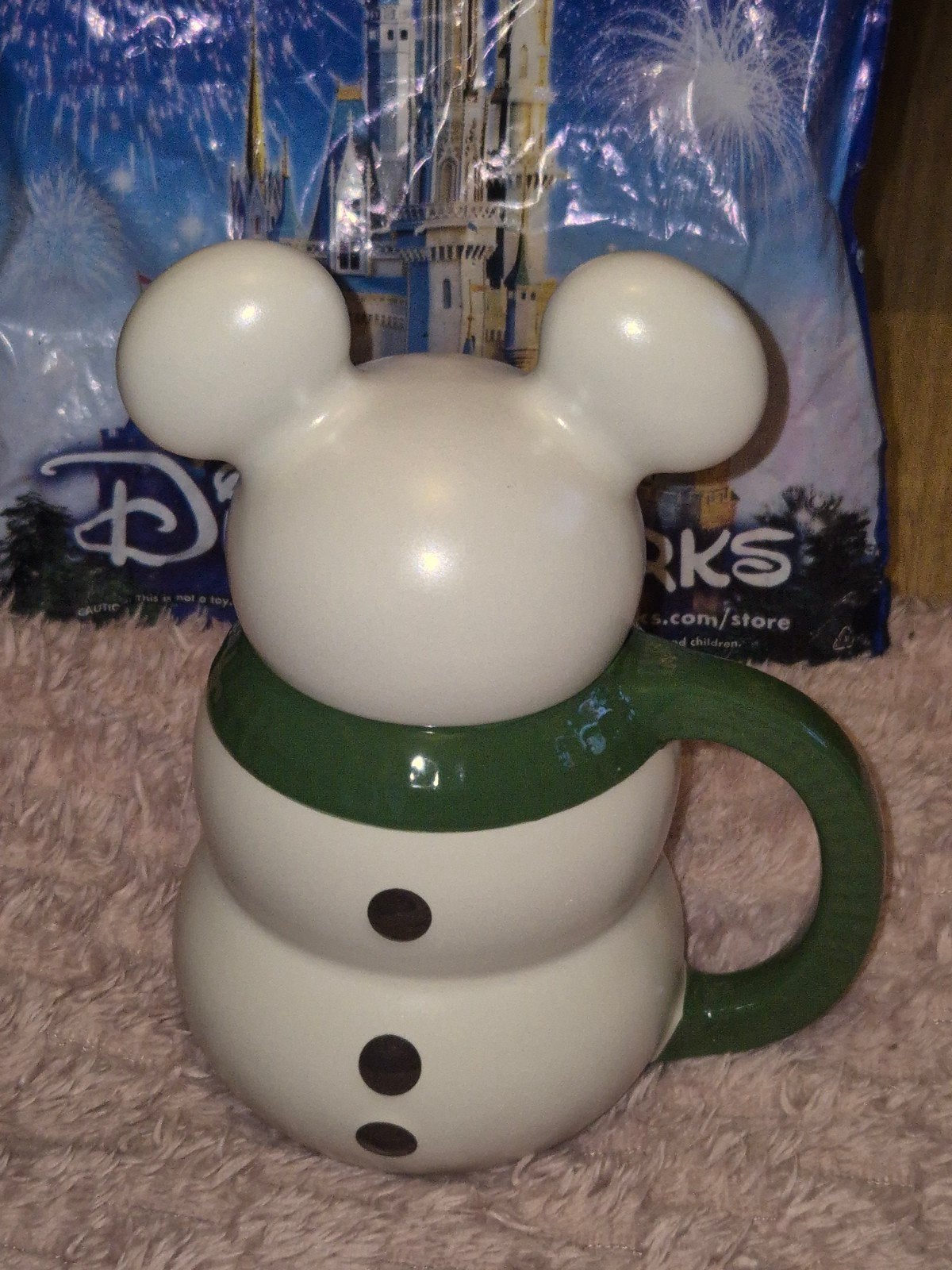 Disney Parks USA Kerstitem: Mickey Mouse Sneeuwpop Mok beker, Verzamelen, Ophalen of Verzenden, Mickey Mouse, Zo goed als nieuw