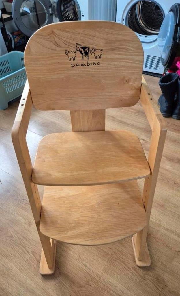 Bambino houten kinderstoel - Meegroeistoel, Kinderen en Baby's, Kinderstoelen, Gebruikt, Meegroeistoel, Aanschuifbaar, Afneembaar eetblad