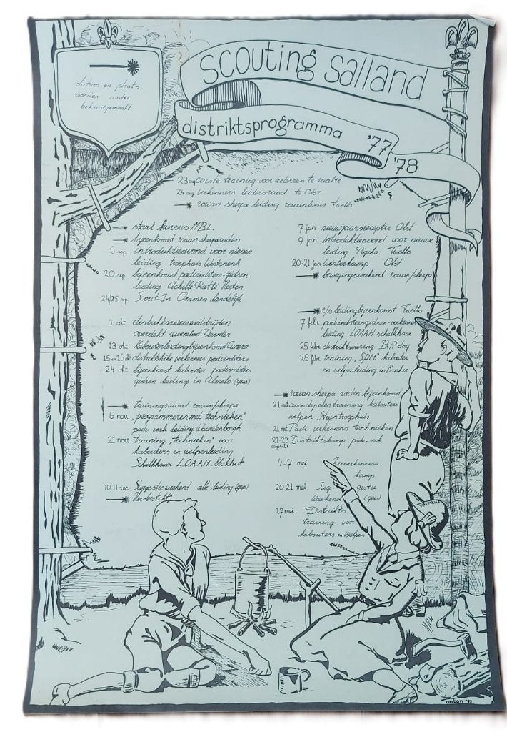 scouting Salland, poster Districtsprogramma 1977, Ophalen of Verzenden, Gebruikt, Overige typen