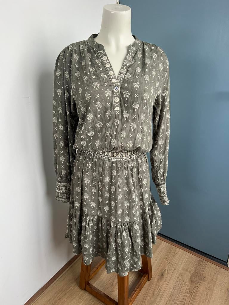 Bindi oudgroen wit jurkje gypsy m/l mosgroen, Kleding | Dames, Maat 38/40 (M), C, Ophalen of Verzenden, Zo goed als nieuw