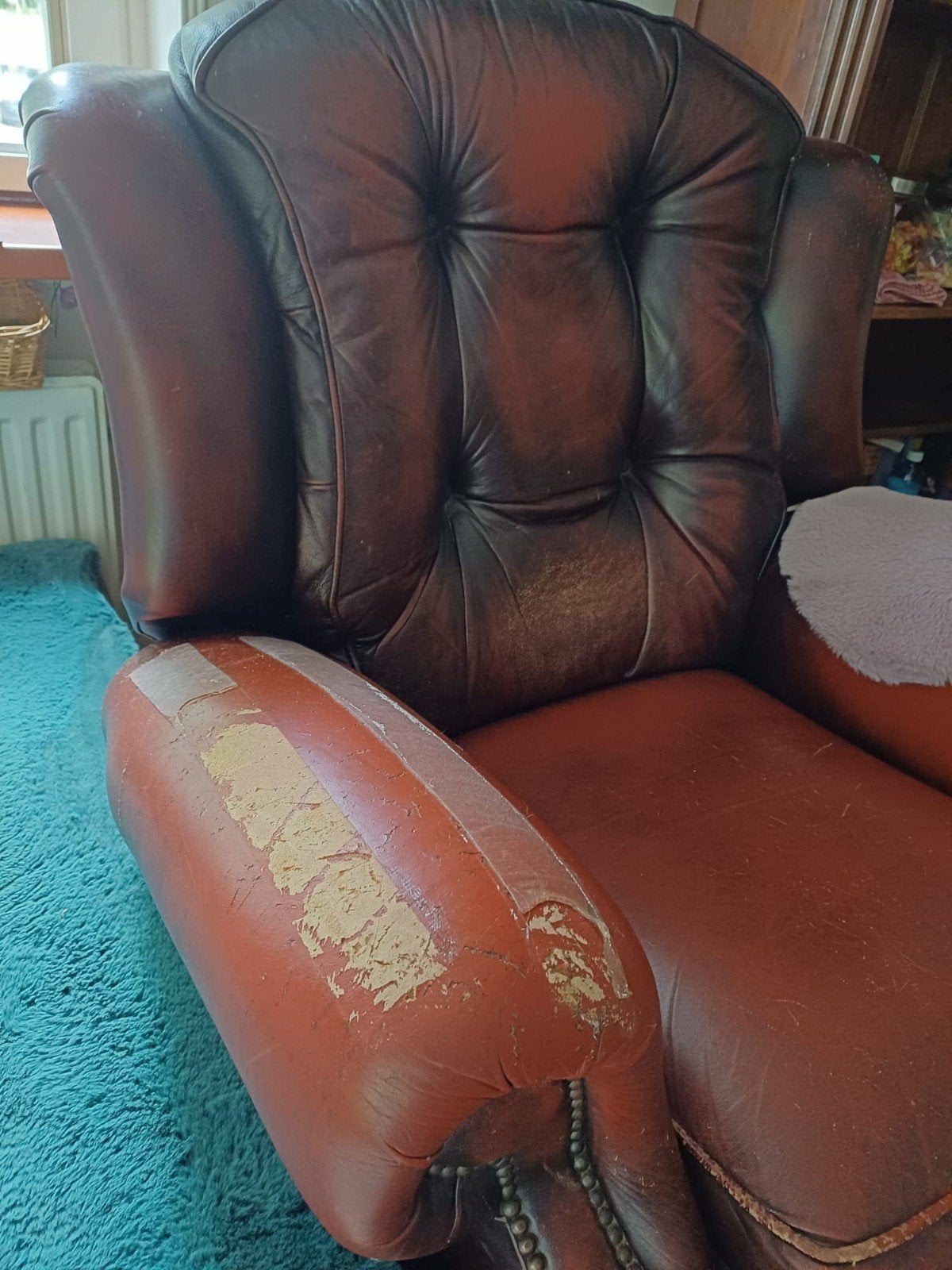 Originele Chesterfield stoel, Ophalen, Chesterfield klassiek model, Gebruikt, 75 tot 100 cm
