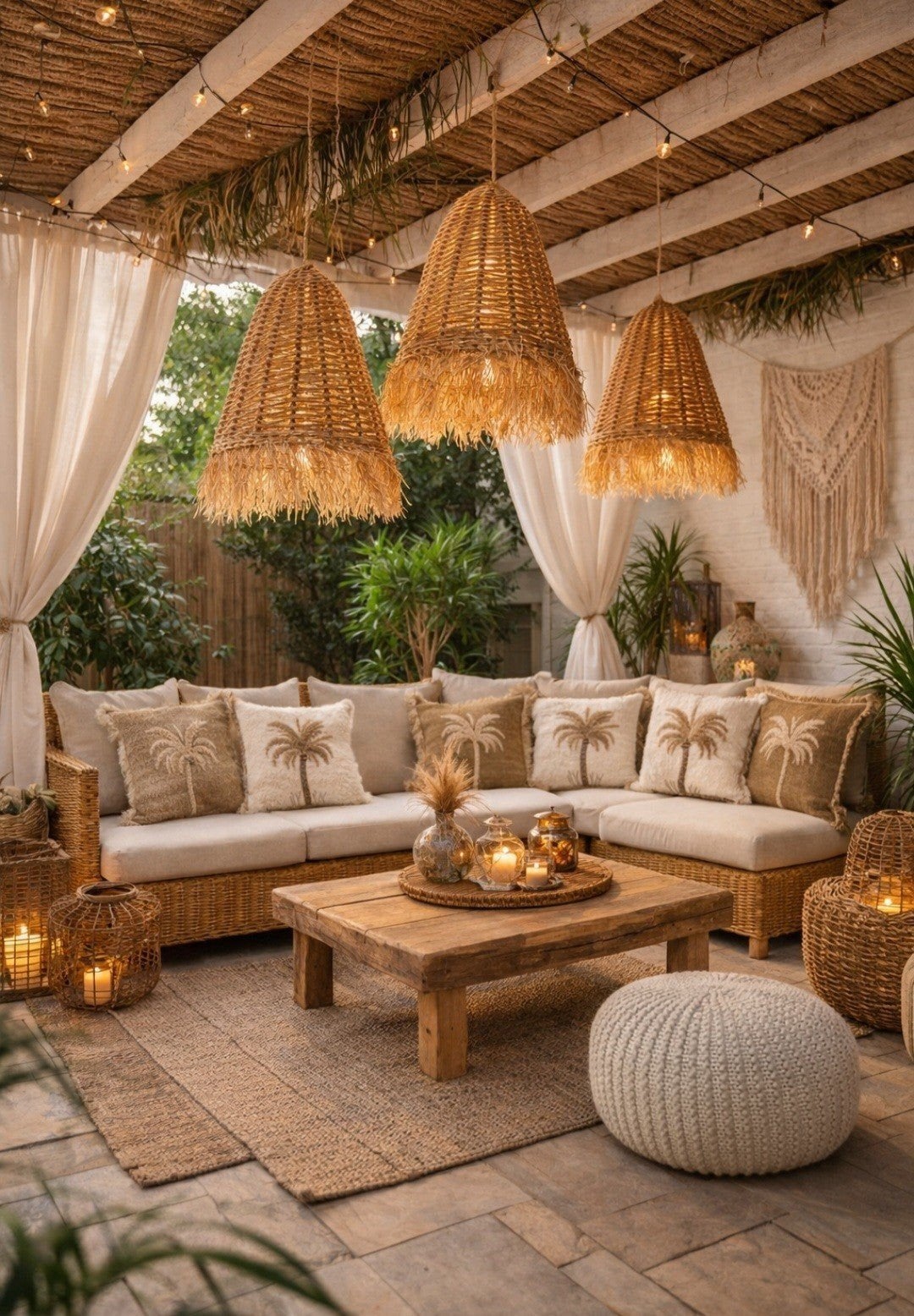 Boho Ibiza rieten lampenkap waterhyacint 2 maten, Hanglamp, Bruin, Natuurlijk materiaal, Nieuw