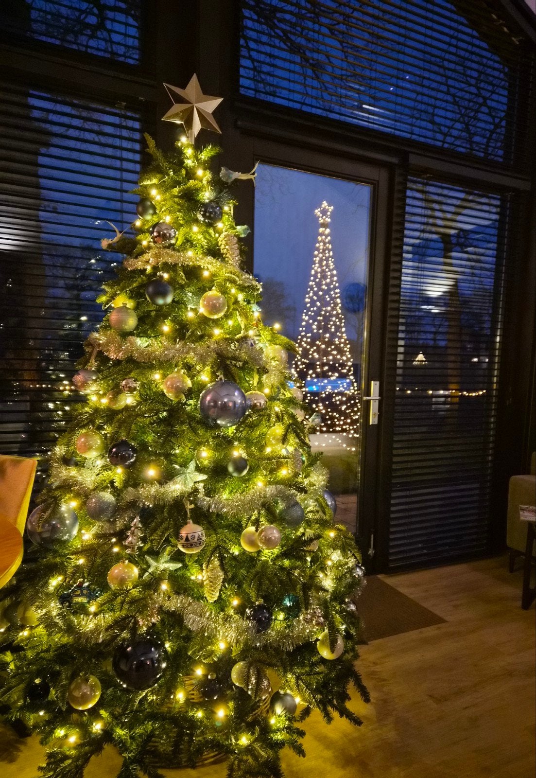 Complete luxe kerstboomversiering set - Blauw/Zilver/Champag, Ophalen, Zo goed als nieuw, Versiering, Kerst of Sinterklaas