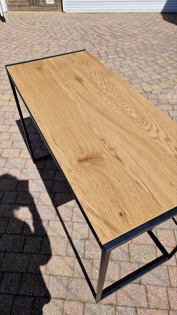 Bureau eikenhout met metalen onderstel 1.00x0.45x0.74 m, Ophalen of Verzenden, Zo goed als nieuw