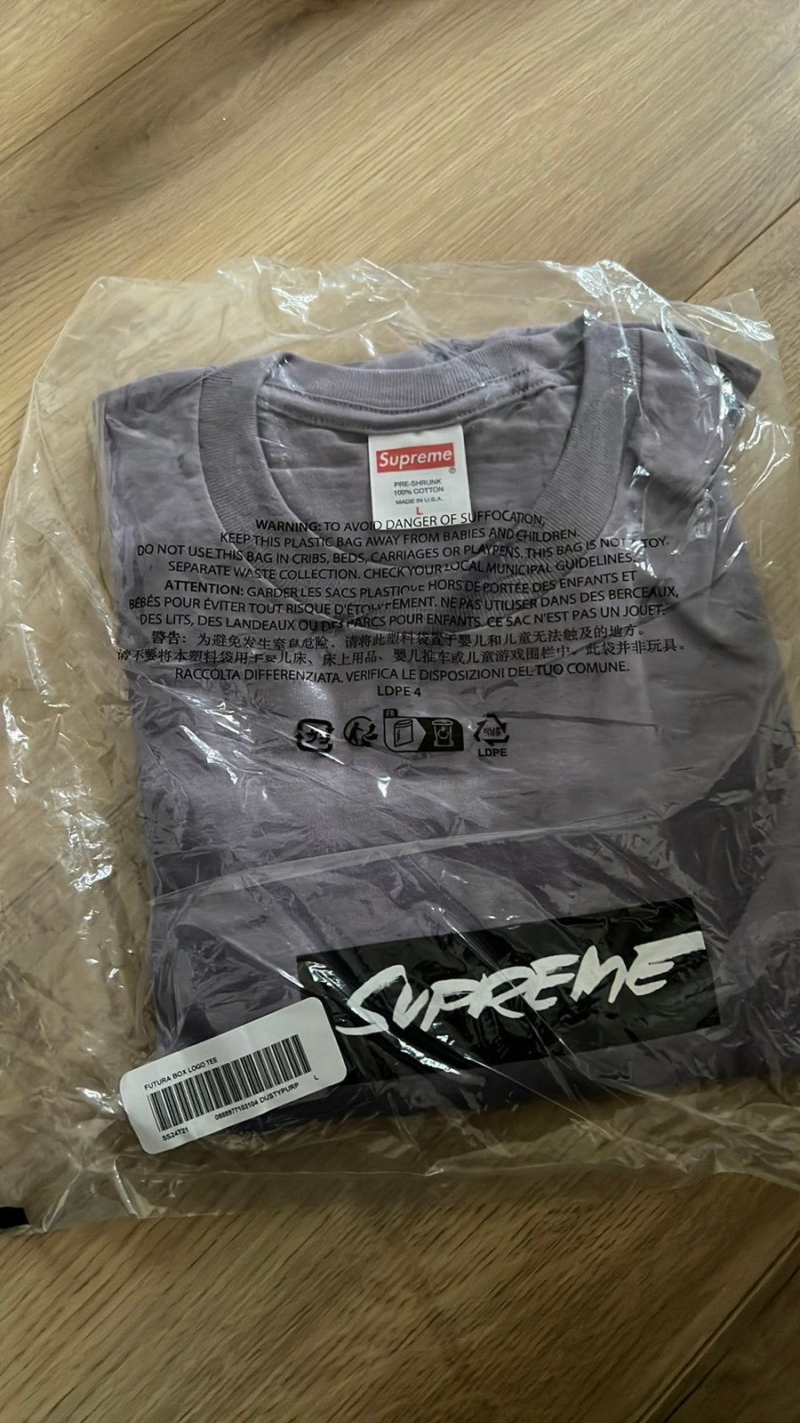 Supreme Futura Box Logo shirt Purple Large sealed, Ophalen, Zo goed als nieuw, Maat 52/54 (L)