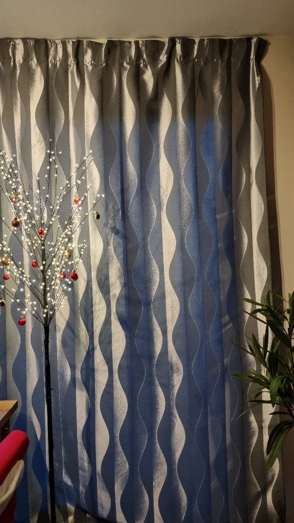 gordijnen met rails, Huis en Inrichting, Ophalen, In te korten, 295 cm, Grijs