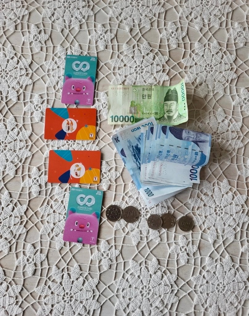 Koreanse won + TMoney & Climate Cards, Tickets en Kaartjes, Twee personen, Bus, Metro of Tram, Buitenland, Algemeen kaartje