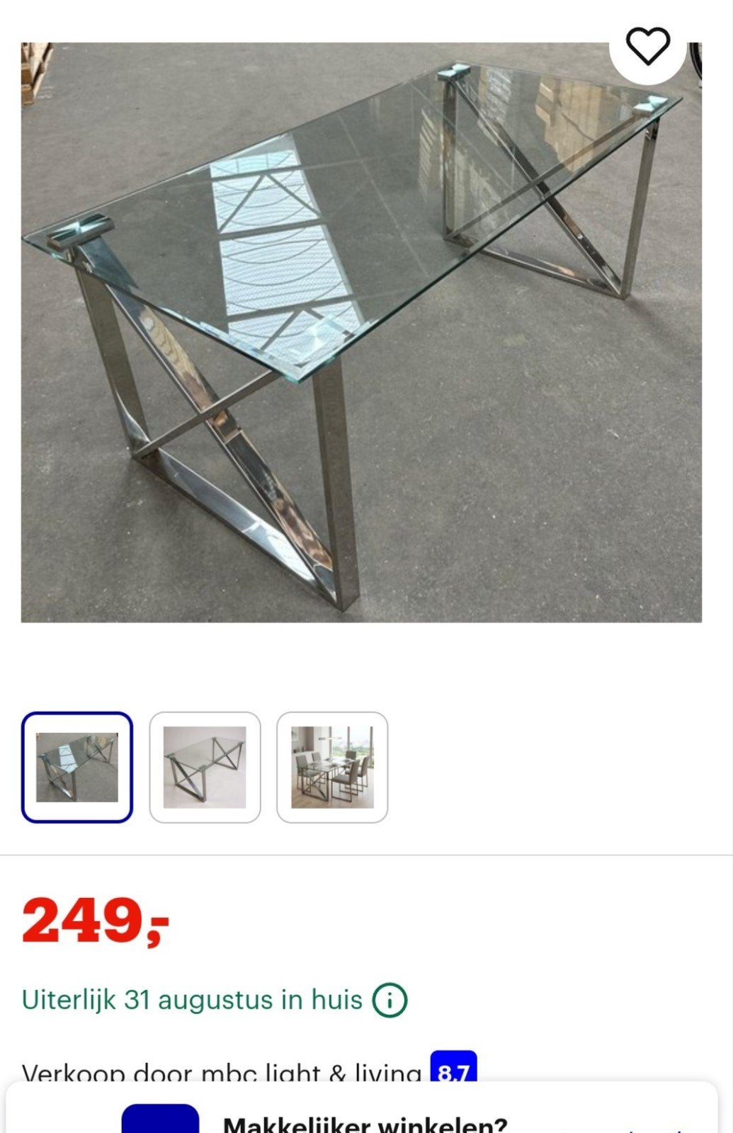 zgan eettafel 180 cm, Ophalen of Verzenden, Zo goed als nieuw, Overige typen, Minder dan 2 meter