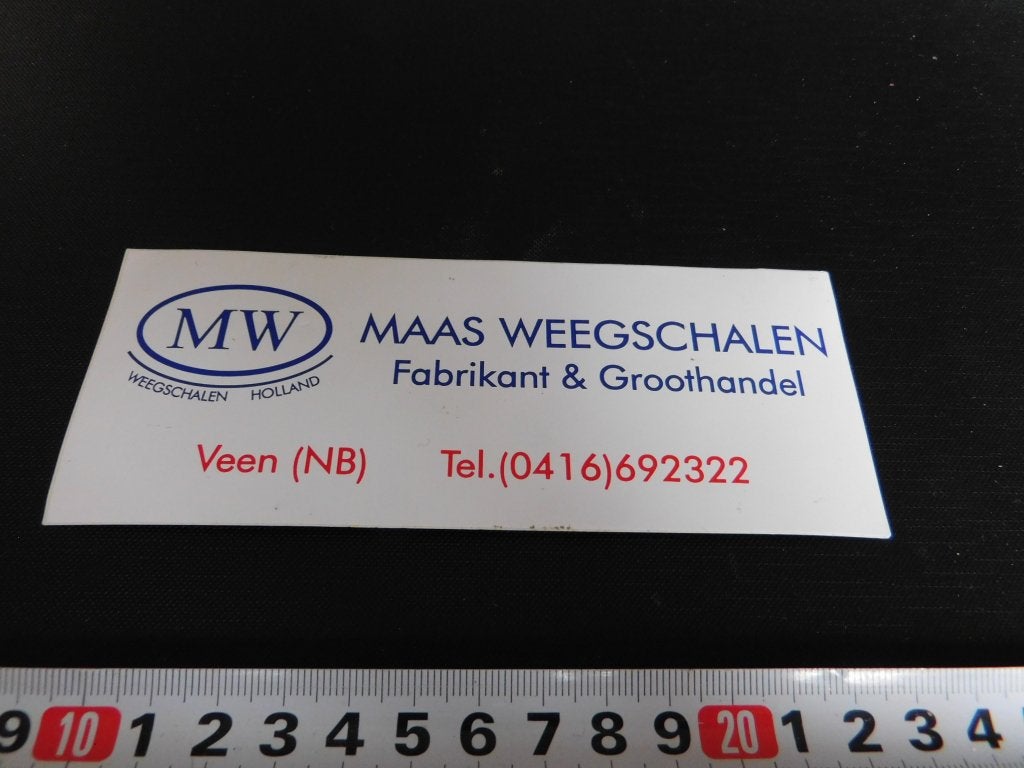 sticker Veen (NB) MAAS WEEGSCHALEN fabrikant * Groothandel, Ophalen of Verzenden, Zo goed als nieuw