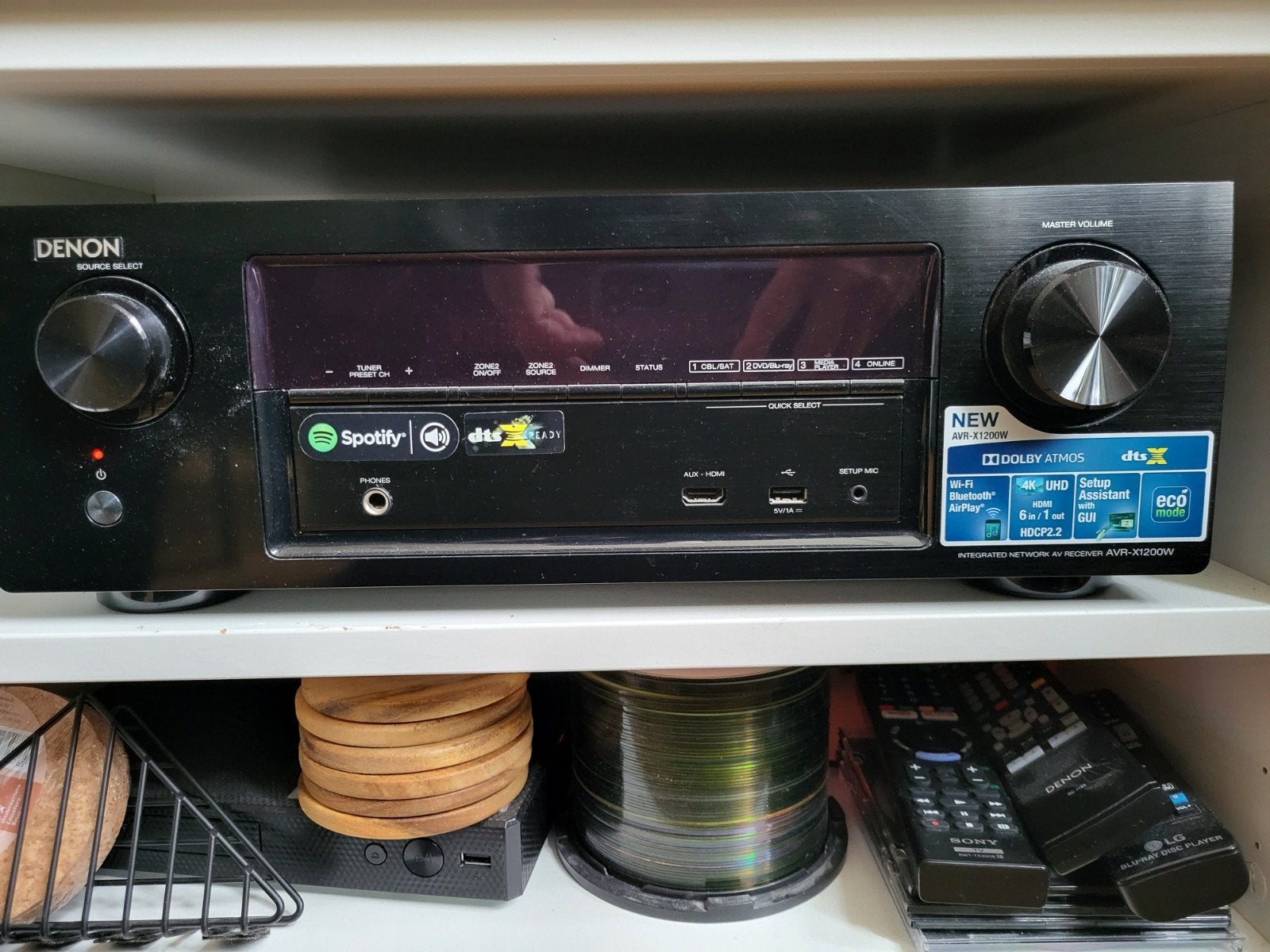 DENON avr-x1200w reciever + yamaha act sub +4 x sat + centr, Ophalen, Zo goed als nieuw, 60 tot 120 watt, Denon