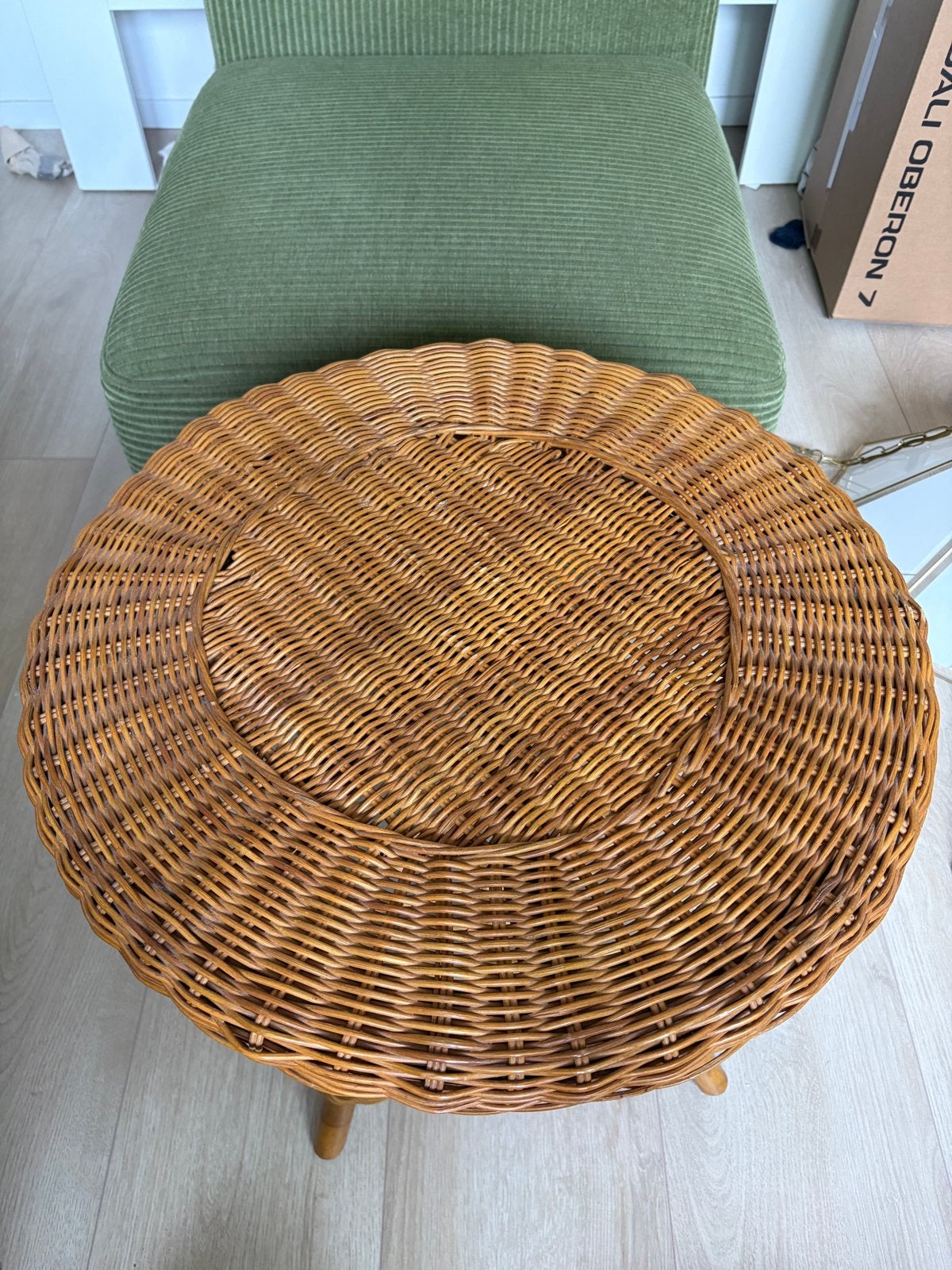 Vintage rotan bijzettafel, Ophalen of Verzenden, Gebruikt
