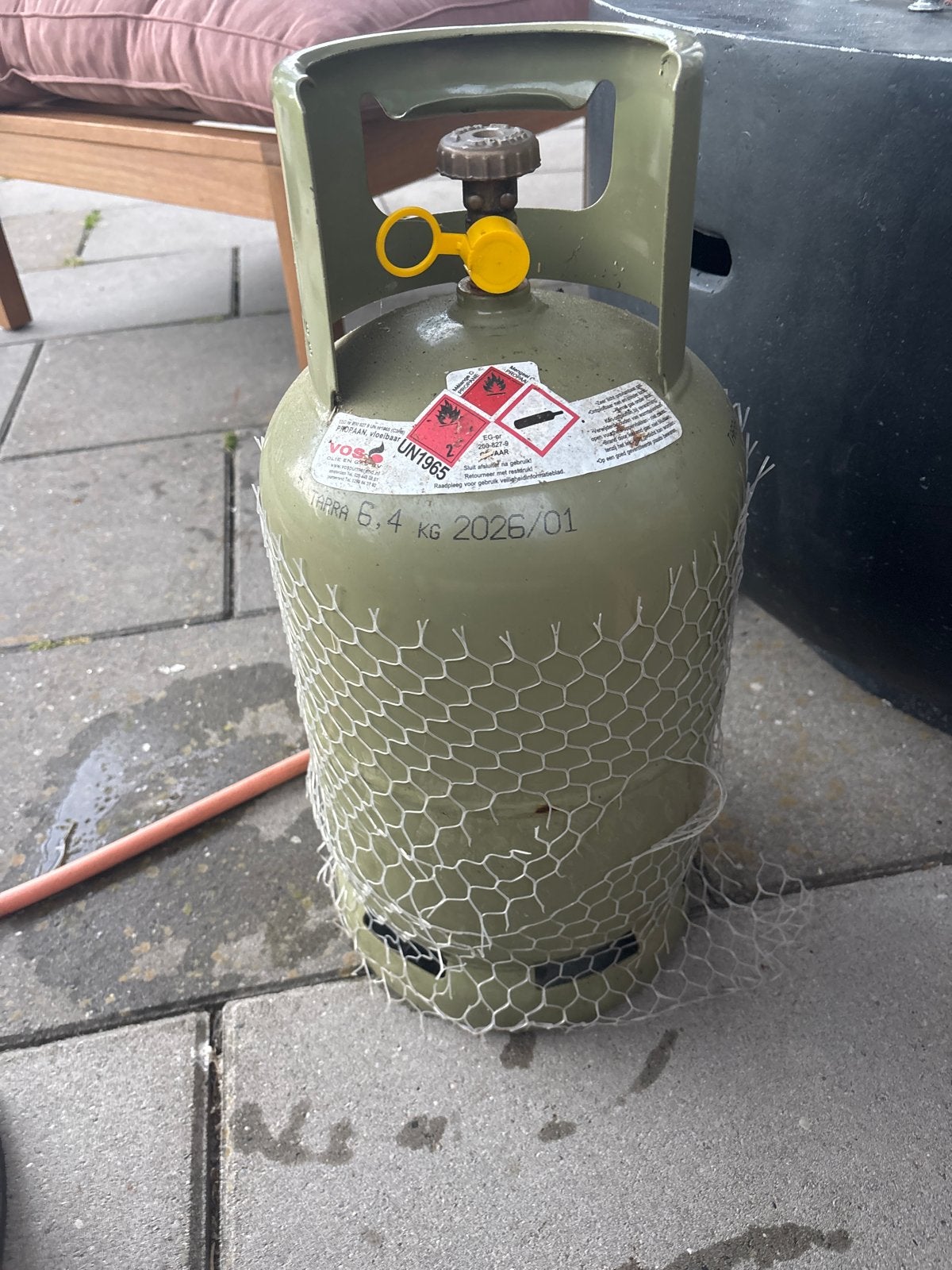 Propaan gasfles 6.4 kg  leeg, Ophalen, Gebruikt