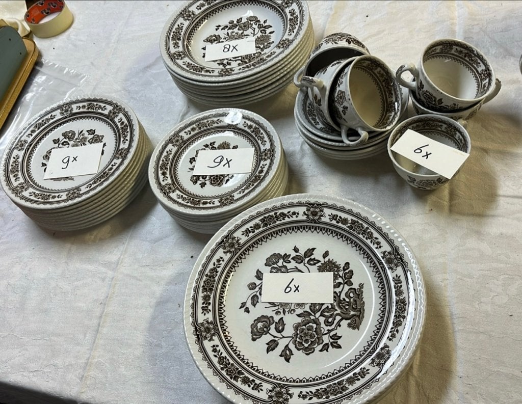 Engels Servies Dorset Wood & Sons wit bruin, Ophalen