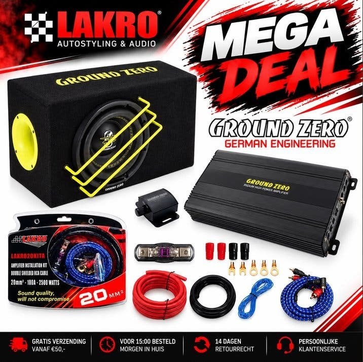 Ground Zero 20SPL-500.1 pack 4 - 1000watt, Niet ingevuld, Niet ingevuld, Nieuw, Ophalen of Verzenden